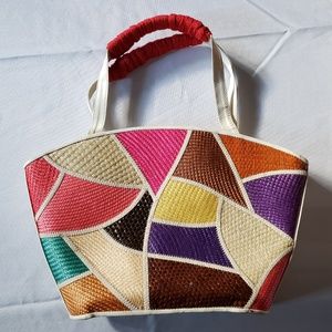 VINTAGE! 1980s Basketweave Patchwork Purse